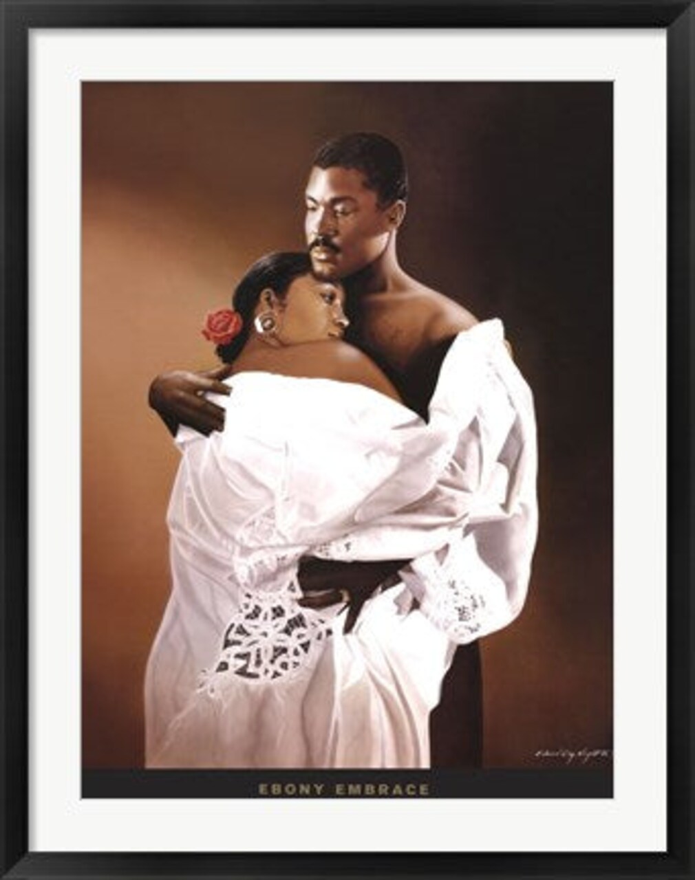 Framed Art Ebony Embrace by Edward Clay Wright - Striking Figurative Wall